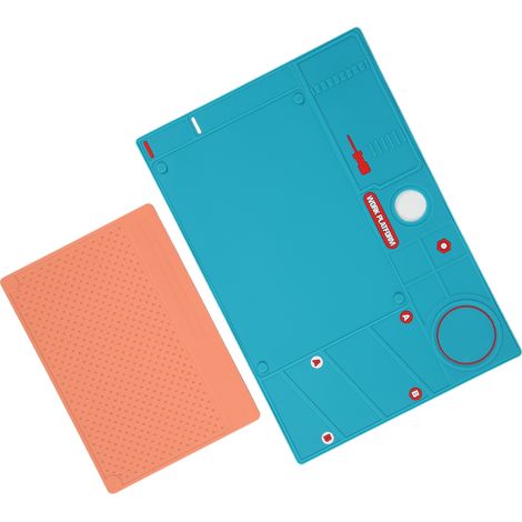 Lot de 2 tapis de soudure résistants à la chaleur, antistatiques et ignifugés en silicone pour la réparation de microscopes et de téléphones portables. (1/5)