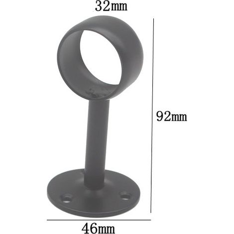 Porte-tube rond épaissi en acier inoxydable - noir, pour tubes ronds de 32 mm de diamètre, 92 mm × 46 mm, 2pcs (1/2)