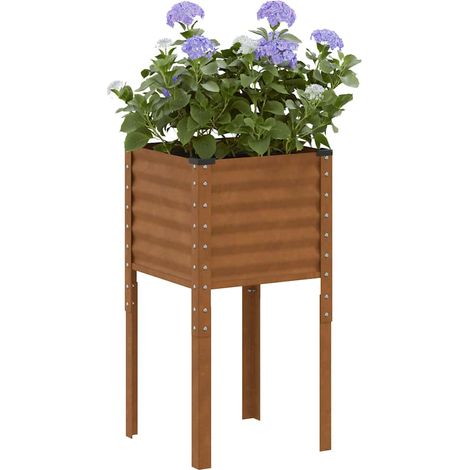 Gartenpflanzgefäß 45 x 45 x 88 cm Verwitterungsstahl (1/4)