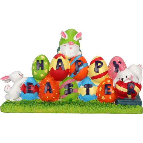 Œufs de Pâques Lapin Décoratif Résine Imperméable, Centre de Table Adorable Figurines de Printemps pour Fête (1/5)