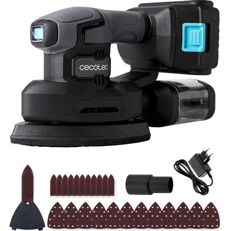 Cecotec Levigatrice Elettrica Orbitale Batteria PerfectSurface 2120 Delta. 21V, 2000mAh, Forma Delta, Accessorio FingerDetail, 12 Ricambi, Serbatoio Polvere, Connessione Aspirapolvere, 28000vibraz/min (1/5)