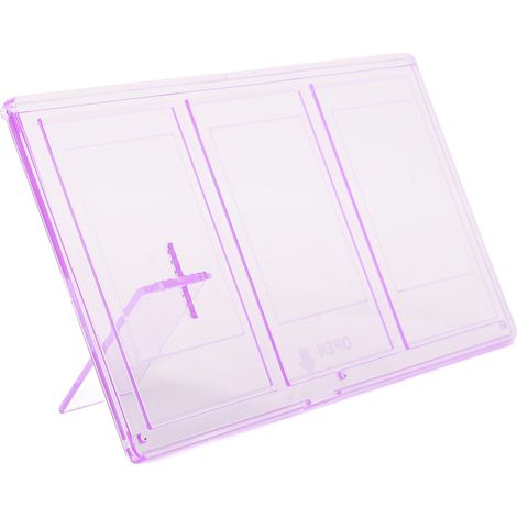 Cadre photo triple avec support, 3 ouvertures, écran transparent en polycarbonate, format 3 pouces (4x3), décoration de bureau violette. (1/5)