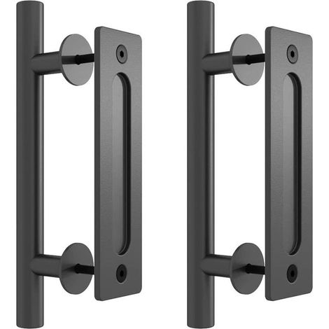 Poignée de Porte de Grange, Poignée de Porte Coulissante, Tirez la Poignée pour Le Garage, Poignée de Traction de Porte, Coulissante Poignee de Porte, pour Poudre (31cm, noir) (1/5)