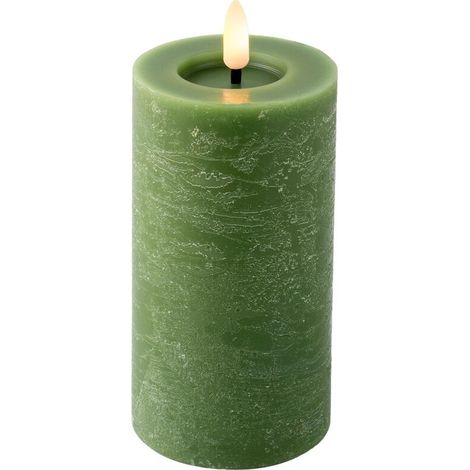 Candela di cera a LED verde, ø7 x 15 cm (1/3)