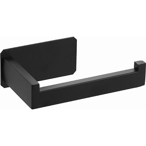royaluxe - Porte Papier Toilette Porte Rouleau Papier Toilette pour Salle De Bain et Cuisine, Acier Inoxydable, Auto-adhésif Noir (1/4)