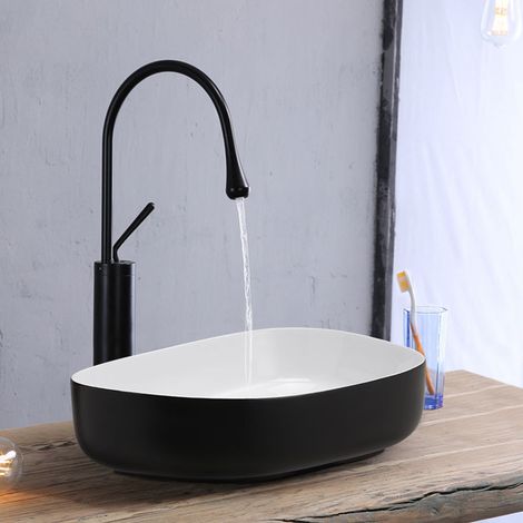 Black and White Irregular Ceramic Countertop Basin