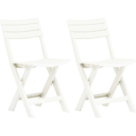 Chaises de jardin pliables-Chaise de terrasse-Chaise d'extérieur lot de 2 Plastique Blanc (1/5)