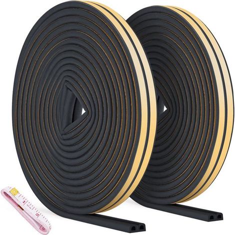 Ecleanfy - 2 Pack 20m Bande de Joint, Auto-adhésif Anticollision Joint de Porte, pour Anti-intempéries/isolation acoustique - 9mm6mm (noir) (1/5)