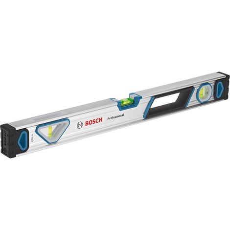 Bosch Professional 60 cm Bubble Level with Aluminum Body, Durable End Caps, Readable from All Angles, Non-Magnetic, Model 1600A016BP