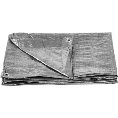 Plane Tarpaulin Medium 3x4 m, 100 g/m, Abdeck-, SILVER, silber, mit Ösen