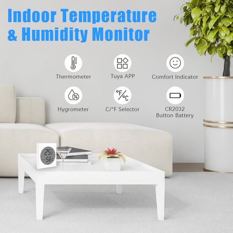 Ortviai Thermomètre Hygromètre Intelligent Bluetooth avec App Tuya, Capteur Sans Fil 433 MHz, Montage Magnétique, Alerte Faible Batterie (1/5)