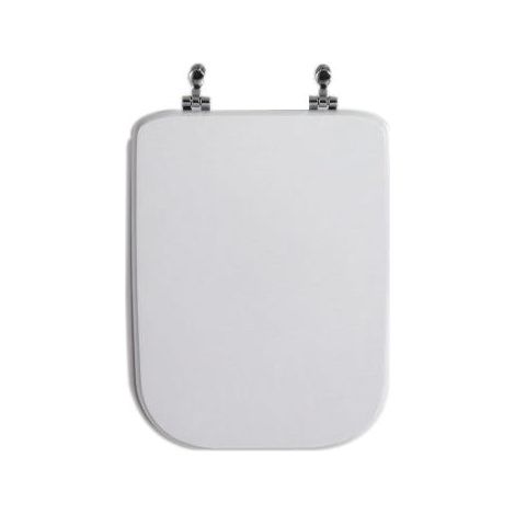 Kiamami Valentina – Siège de toilette en bois mdf laqué pour céramique Conca gris – Charnières en métal chromé – Fixation oblique – Confort classique