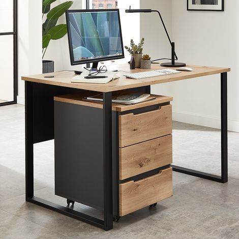 Büromöbel Set 2-teilig MANRESA-36 mit 120cm Schreibtisch in graphit und Eiche (1/5)