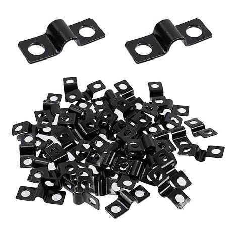 60 Pièces Colliers de Serrage en U 6mm Colliers de Serrage en U à 2 Trous Collier de Tuyau en U Fixation Murale et Attache Grillage Rigide pour Clôture en Treillis à Tige Tubes Fils (1/5)