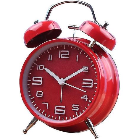 Réveil rétro classique à double cloche, avec rétroéclairage, horloge de bureau
