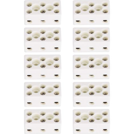 Morsettiera in ceramica per cavi, 3 vie 24A, 10 pezzi, resistente alle alte temperature -Crezuo