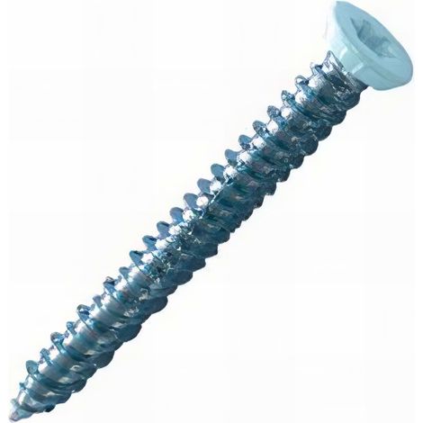 Vis béton d'ancrage tête fraisée T30 7.5 x 82 mm Zinguée Laquée Blanc - Boite de 200 pcs - Fixtout VBE075082LB