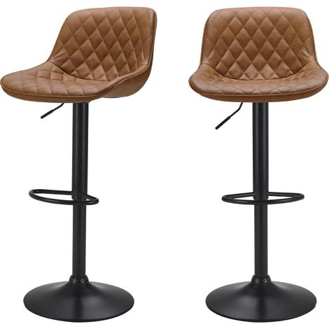 Set of 2 PU Leather Counter Swivel Height Bar Stools for Pub Dining Room (1/5)