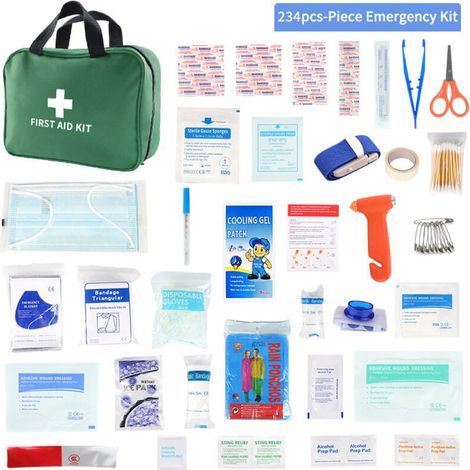36 types de trousses de premiers secours de 234 pièces pour les familles en plein air,vert (1/3)