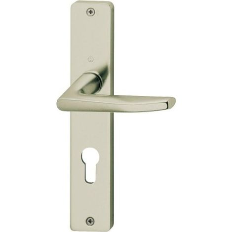 Hoppe – Poignée de porte d'intérieur sur plaques Zürich – Entraxe 170 mm – Aluminium anodisé ton champagne – Système de condamnation