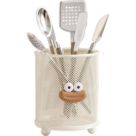 Porte-couverts mural en fer blanc minimaliste moderne pour ustensiles de cuisine pour baguettes, cuillères et fourchettes avec ouverture sur le dessus, étagère de rangement pour économiser de l'espace (1/5)