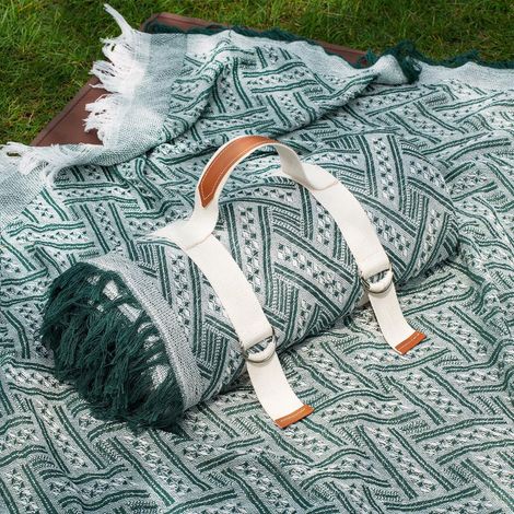 Couverture de pique-nique extérieure imperméable 180180cm, tapis de plage pliable 2 en 1 anti-sable, pour camping, les pelouses et les parcs (vert) (1/5)