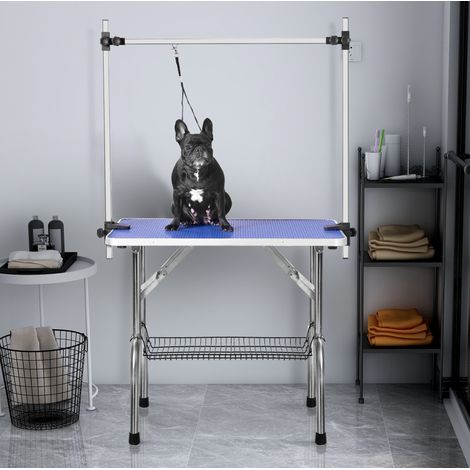 Table pliante 90x60x76 cm en acier bleu HAVRYA (1/5)
