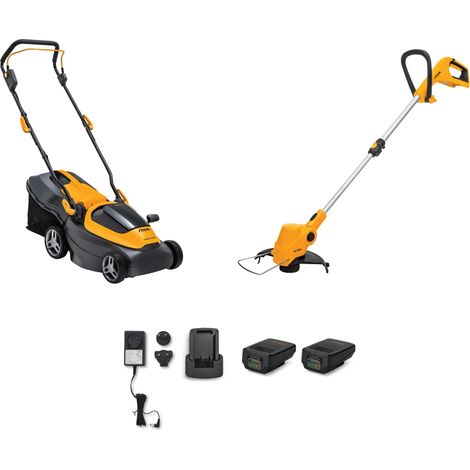 Collector 136e Kit + GT 100e - Tondeuse à Gazon à Batterie et Coupe-Bordures, Jaune (1/5)