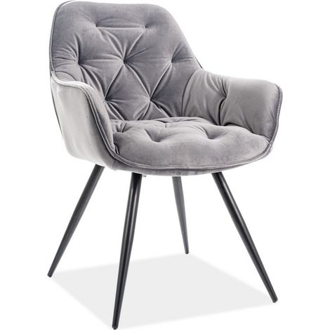Chaise design métal noir et velours gris Umexa (1/3)