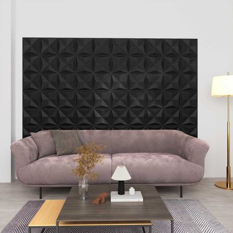 Wandpaneele 48 pcs Origami Schwarz 50 x 50 cm XPS Schaum