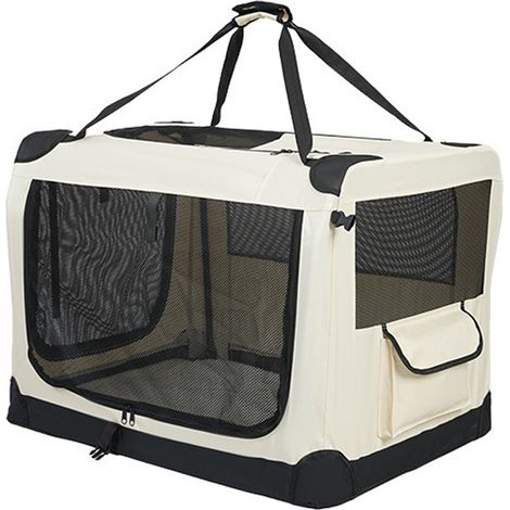 Faltbare Haustiertragetasche für Hunde und Katzen, atmungsaktive Transportbox mit herausnehmbarer Plüschmatratze, Tragegriff/Schultergurt, ideal (1/5)