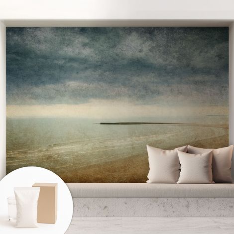 Papier peint intissé mural avec colle pour salon et chambre Décoration murale rapide - Colle incluse gratuite Paysage nostalgique 208x146 cm (1/5)