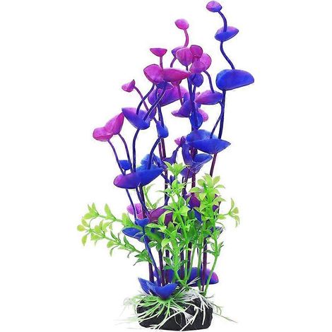 Lot de 2 plantes aquatiques artificielles (herbes marines Creasea purpurea), ornement décoratif pour aquarium. (1/5)