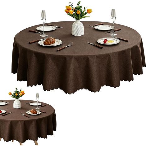 Runde Tischdecke 120 cm Dunkelbraun für Garten & Esszimmer
