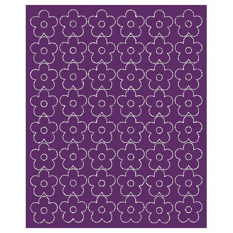 Stickers muraux fleurs 3 cm, 48 pièces, violet brillant
