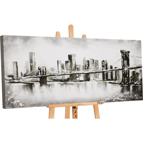 Gemälde Handgemalte schwarz abstrakt modern Großstadt 120x60 cm (1/5)