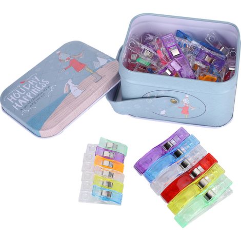 Set mit 65 Nähclips aus Kunststoff in verschiedenen Farben, für Säume, Patchwork, Löcher, lange Enden und Strickstoffe. (1/5)