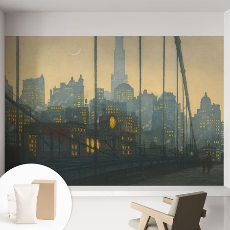 Papier peint intissé à motifs décoratifs pour salon chambre et bureau Décoration murale élégante avec colle Panorama du soir 152x104 cm (1/5)