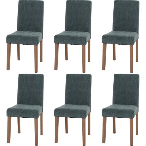 [NEUWERTIG] 6er-Set Esszimmerstuhl Littau, Stuhl Küchenstuhl Hochlehner, Stoff/Textil Chenille Holz grün, naturfarbene Beine