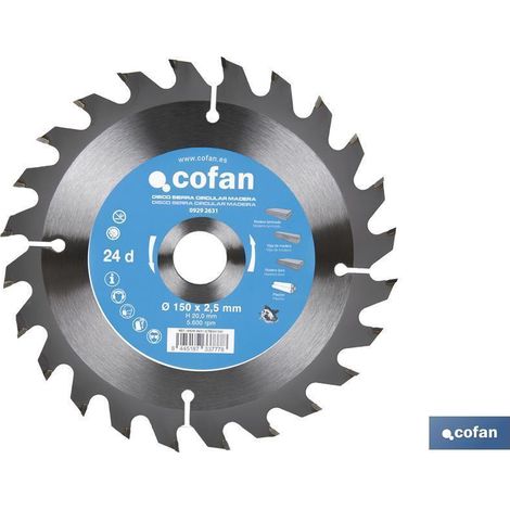 disco de sierra circular para madera ø150 x 2,5 x 20 mm, 24 dientes (1/5)