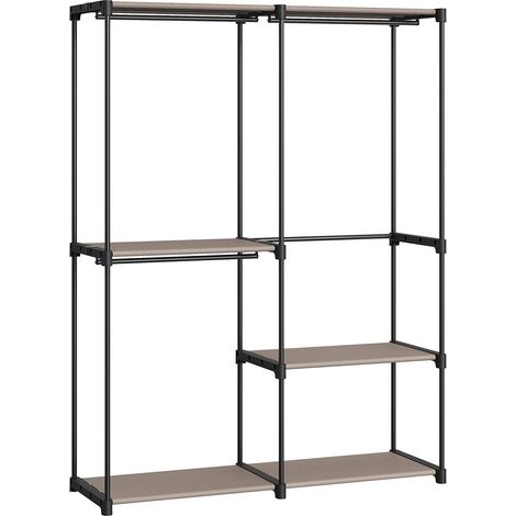 Armoire chambre porte-vêtements penderie 43 x 138 x 182 cm 3 compartiments de suspension avec étagères grande capacité pour chambre adulte enfant salon dressing noir