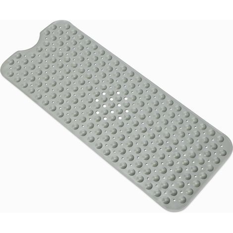 1 Tapis De Bain Antidérapant Ventouses PVC Gris 40x16 Pouces Pour Baignoire Douche (1/5)