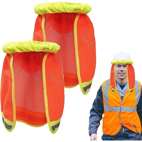 Lot de 2 visières de protection solaire respirantes avec bande réfléchissante – Convient pour les casques, le travail en extérieur et la sécurité (1/5)
