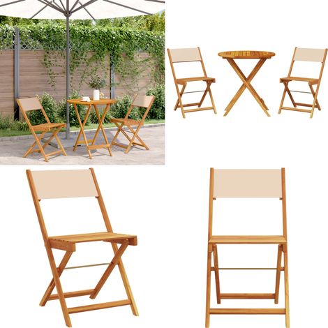 Set da Bistrot 3pz Beige in Tessuto e Legno Massello - Sedie da giardino - Mobili da esterno