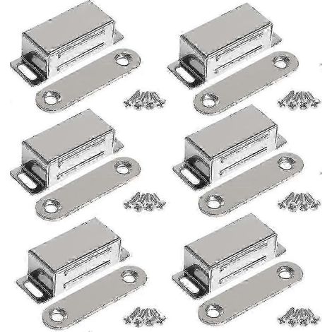 Hochleistungs-Magnete für Schranktüren, 10 kg Haftkraft, Edelstahl, 6er-Pack mit Schrauben (1/5)