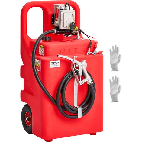 VEVOR Fuel Caddy, 32 Gallon, Portable Fuel Tank with 12V DC 15 GPM Electric Fuel Transfer Pump, 13 ft Delivery Hose & Aluminum Alloy Manual Nozzle, Gas Caddy for Motorboats, ATVs, Diesel & Gasoline