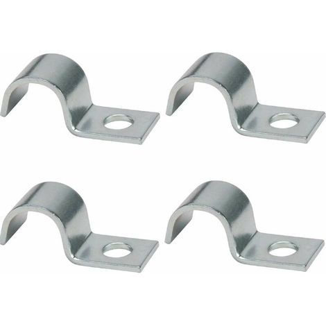 Set di 4 fascette stringicavo in acciaio zincato per tubi e cavi di diametro 16 mm. Resistenti ad ambienti umidi.