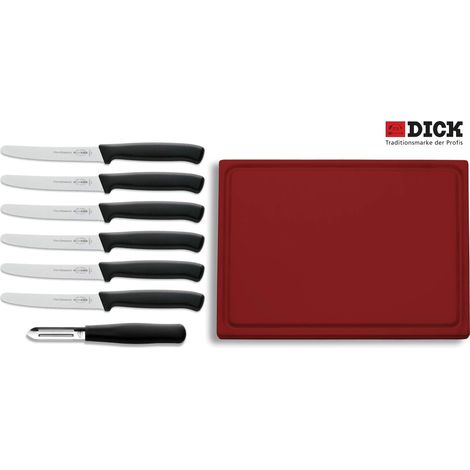 F. DICK Messer Set mit Schneidbrett Gemüseschäler (6 Messer Brett Sparschäler)