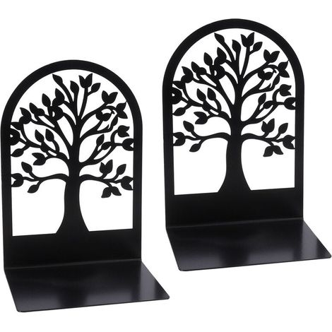 2 Pièces Serre-Livres Métal Noir Lourd Support Stable pour Maison Bureau ou École
