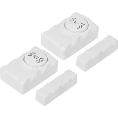 Set di 2 allarmi antifurto wireless per porte con sensore a basso consumo energetico, ideali per corridoio, bagno e cucina. (1/4)